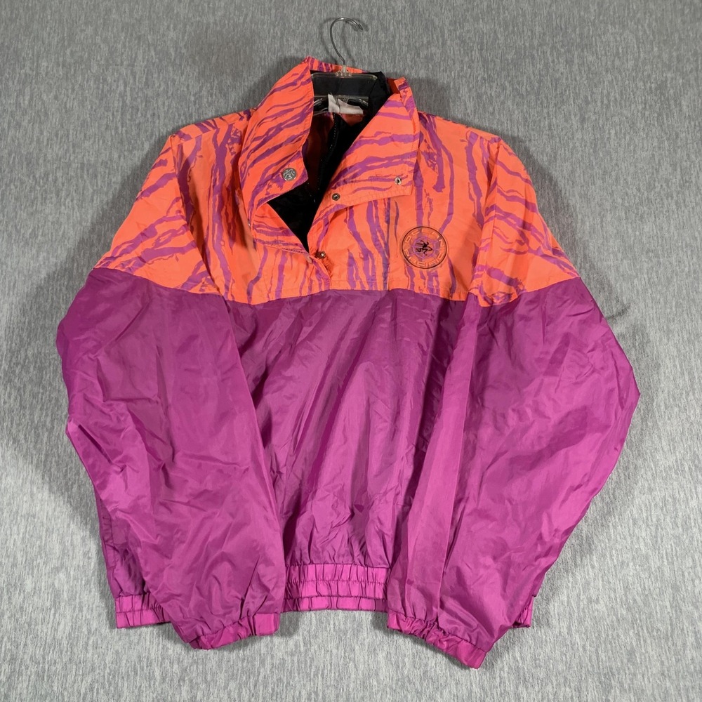 Vintage Ocean Pacific Jacket Mens Medium Purple Orange Neon‎ Windbreaker 90s